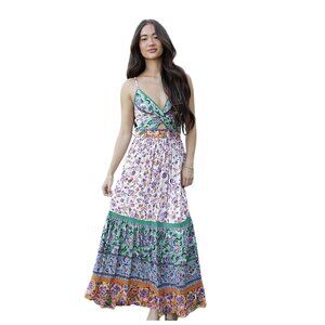 Angie Lilac V Neck Twist Cutout Front Maxi Dress F4F48-A972